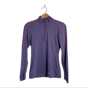 Womens Brooks Running shirt small 1/4 zip purple long sleeve reflective Pocket